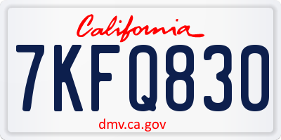 CA license plate 7KFQ830