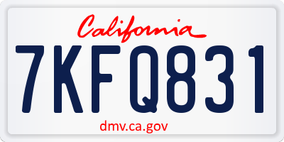 CA license plate 7KFQ831