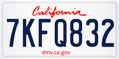 CA license plate 7KFQ832