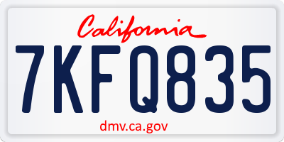 CA license plate 7KFQ835