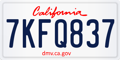 CA license plate 7KFQ837