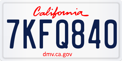 CA license plate 7KFQ840