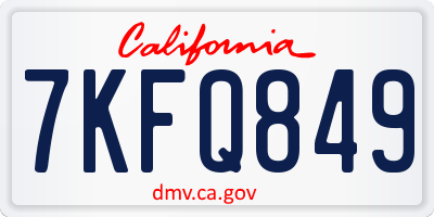 CA license plate 7KFQ849