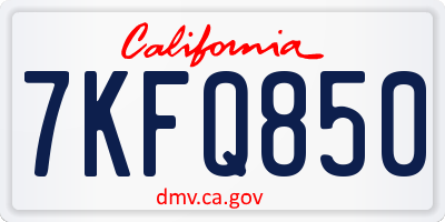 CA license plate 7KFQ850