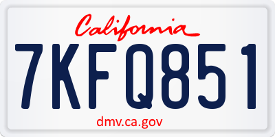 CA license plate 7KFQ851