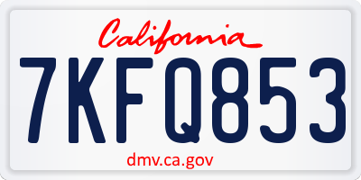 CA license plate 7KFQ853