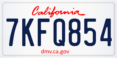 CA license plate 7KFQ854