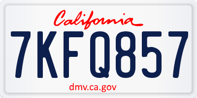 CA license plate 7KFQ857