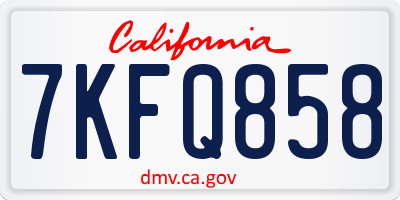 CA license plate 7KFQ858