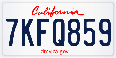 CA license plate 7KFQ859