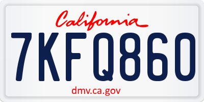 CA license plate 7KFQ860