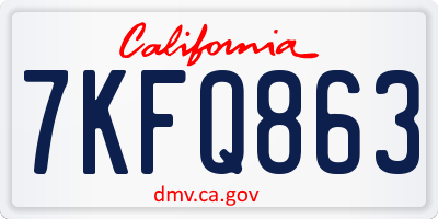 CA license plate 7KFQ863