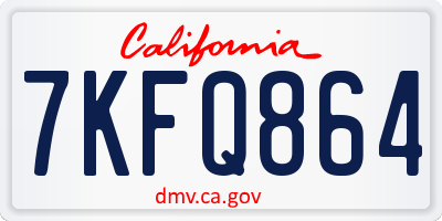 CA license plate 7KFQ864