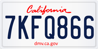 CA license plate 7KFQ866