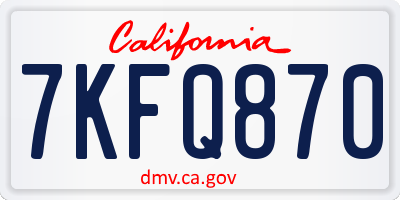 CA license plate 7KFQ870
