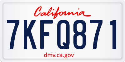 CA license plate 7KFQ871