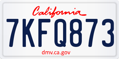 CA license plate 7KFQ873