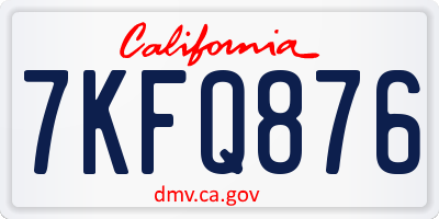 CA license plate 7KFQ876