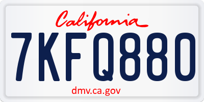 CA license plate 7KFQ880