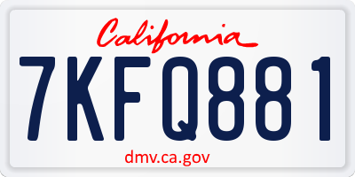 CA license plate 7KFQ881