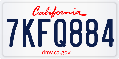 CA license plate 7KFQ884