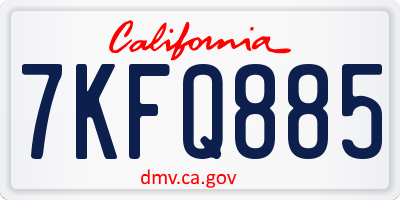 CA license plate 7KFQ885