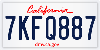 CA license plate 7KFQ887