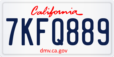 CA license plate 7KFQ889