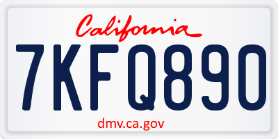 CA license plate 7KFQ890