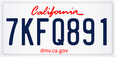 CA license plate 7KFQ891