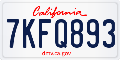 CA license plate 7KFQ893