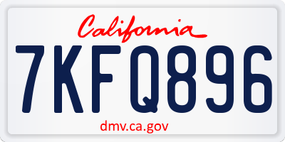 CA license plate 7KFQ896