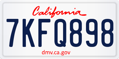 CA license plate 7KFQ898