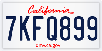 CA license plate 7KFQ899