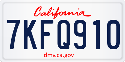 CA license plate 7KFQ910