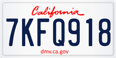 CA license plate 7KFQ918
