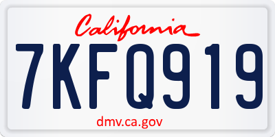 CA license plate 7KFQ919