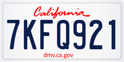 CA license plate 7KFQ921
