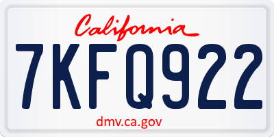 CA license plate 7KFQ922