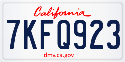 CA license plate 7KFQ923