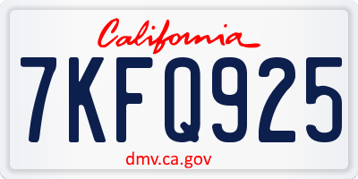 CA license plate 7KFQ925