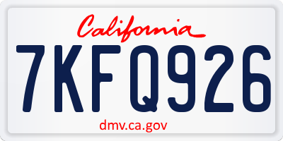 CA license plate 7KFQ926