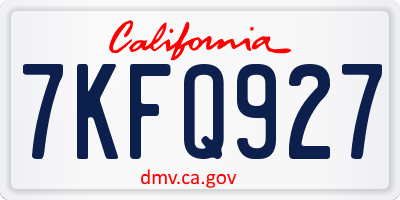 CA license plate 7KFQ927