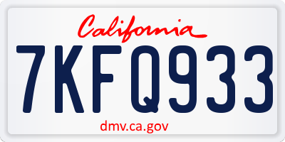 CA license plate 7KFQ933