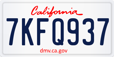 CA license plate 7KFQ937