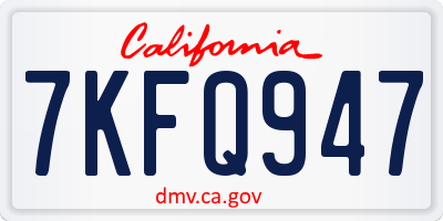 CA license plate 7KFQ947