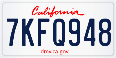 CA license plate 7KFQ948
