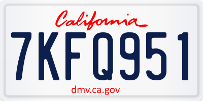 CA license plate 7KFQ951