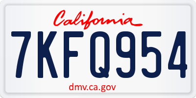 CA license plate 7KFQ954
