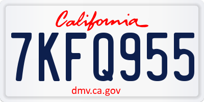 CA license plate 7KFQ955